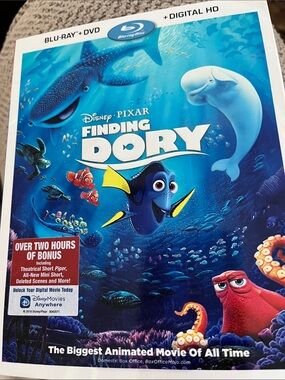 Disney Finding Dory Blu-Ray + DVD — Bright Blue Cover Art